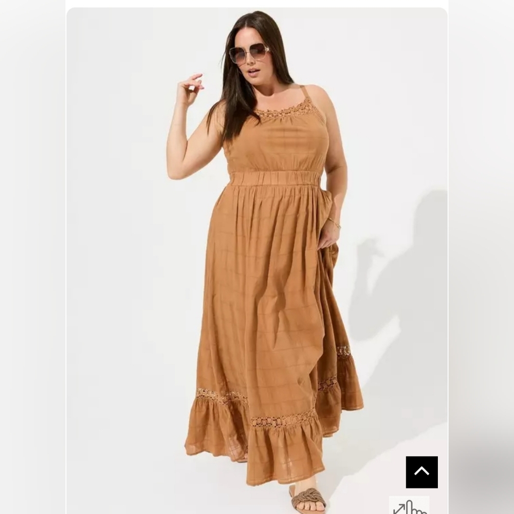 TORRID Cotton Crochet Tank Maxi Dress | Boho Chic Cottagcore Peasant - 1X - Picture 10 of 10